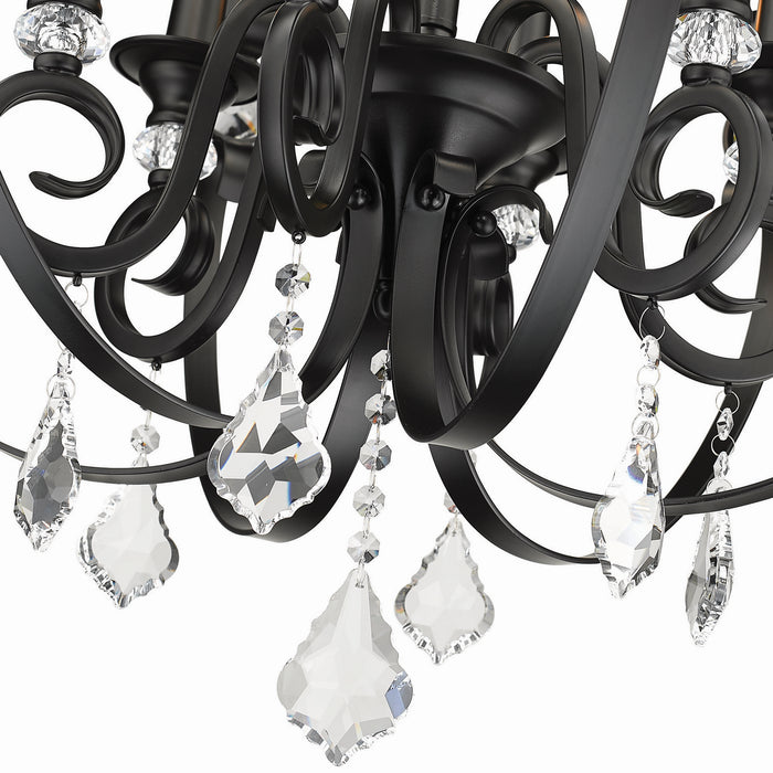 Golden 1323-6 BLK Six Light Chandelier, Matte Black