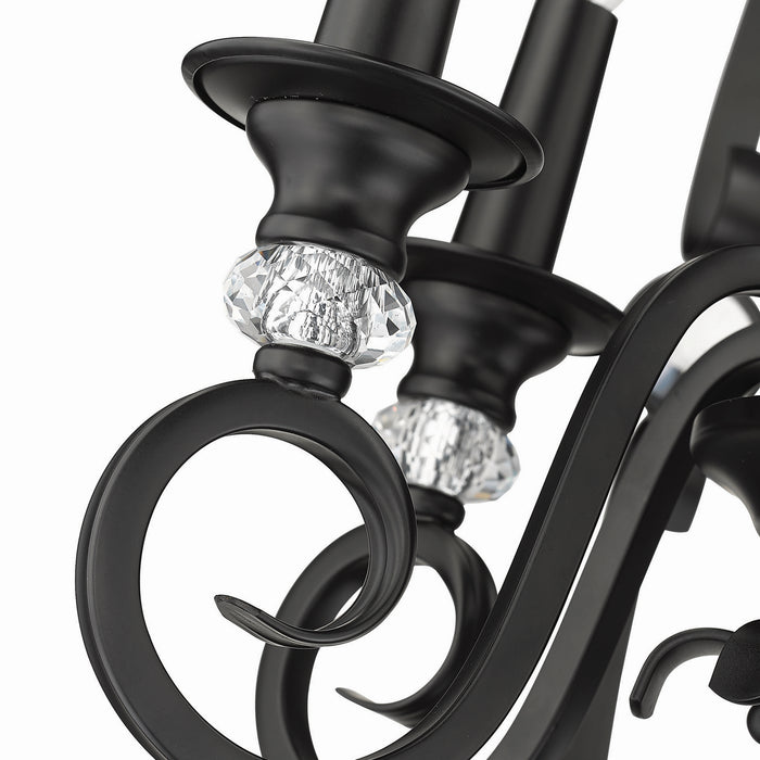 Golden 1323-6 BLK Six Light Chandelier, Matte Black