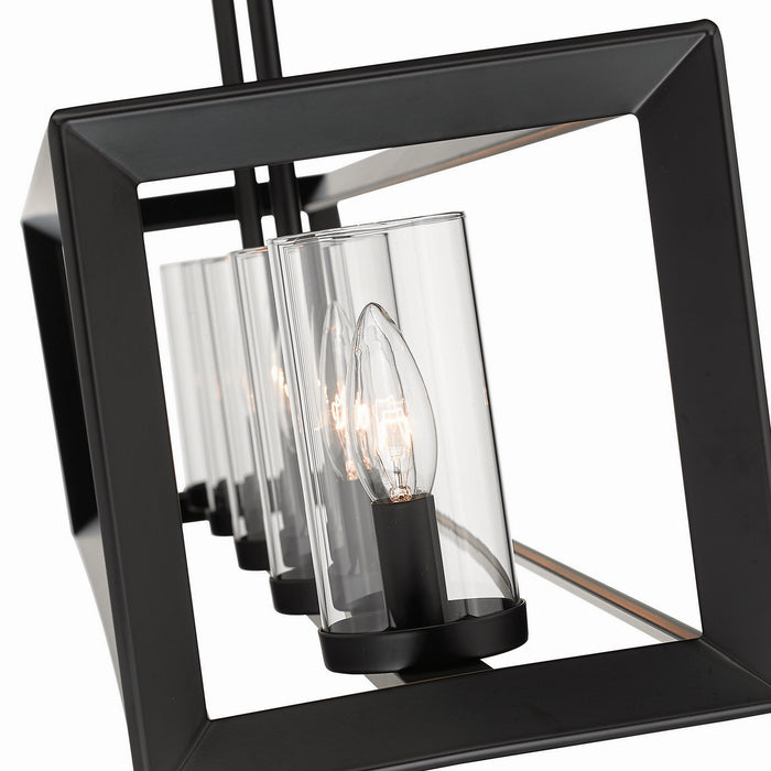 Golden 2073-LP BLK-CLR Five Light Linear Pendant, Matte Black