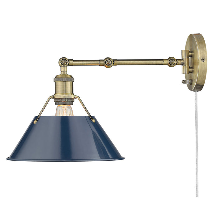 Golden 3306-A1W AB-NVY One Light Wall Sconce, Aged Brass