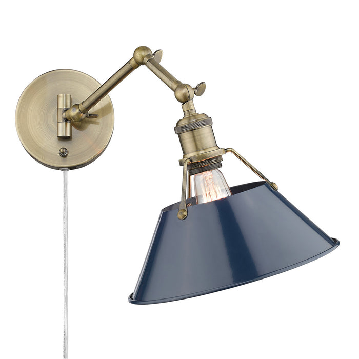 Golden 3306-A1W AB-NVY One Light Wall Sconce, Aged Brass