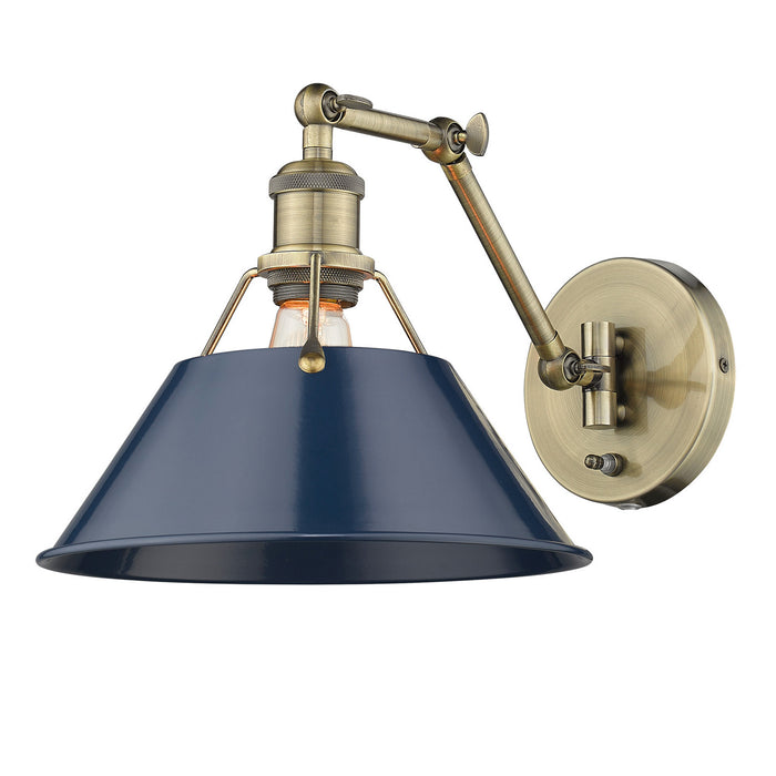 Golden 3306-A1W AB-NVY One Light Wall Sconce, Aged Brass