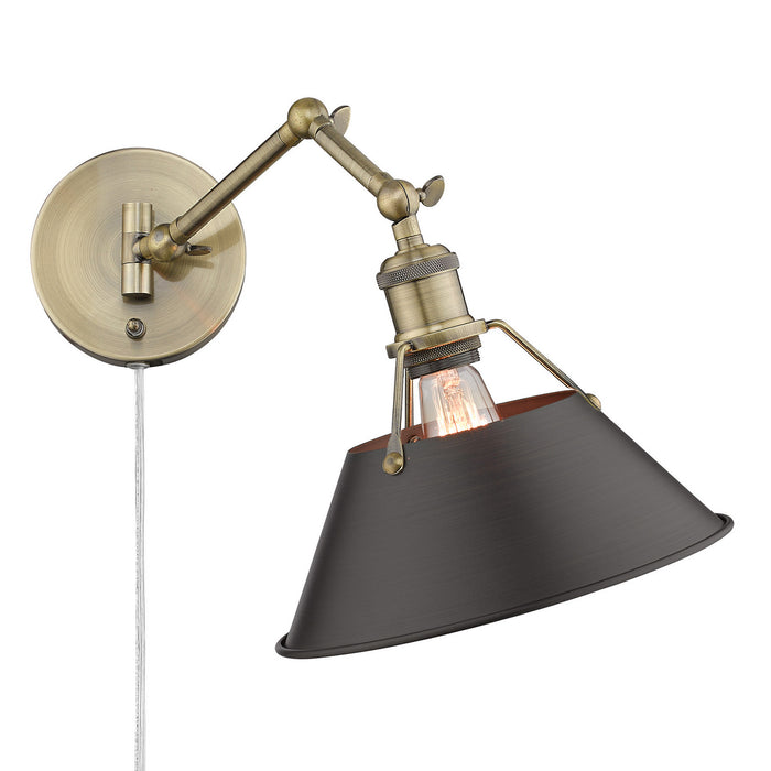 Golden 3306-A1W AB-RBZ One Light Wall Sconce, Aged Brass
