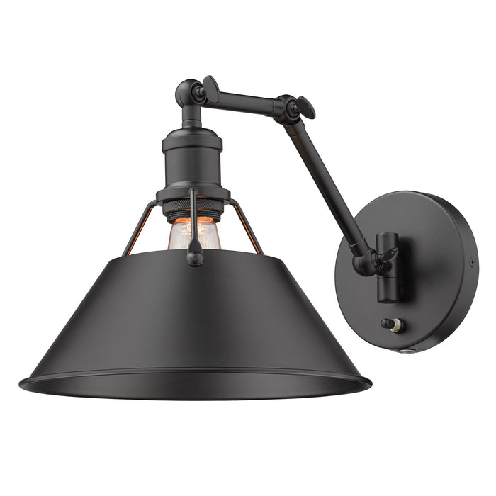 Golden 3306-A1W BLK-BLK One Light Wall Sconce, Matte Black