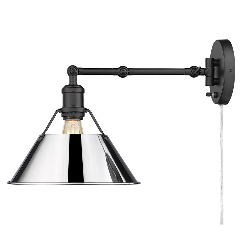 Golden 3306-A1W BLK-CH One Light Wall Sconce, Matte Black