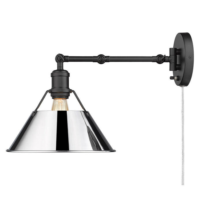 Golden 3306-A1W BLK-CH One Light Wall Sconce, Matte Black