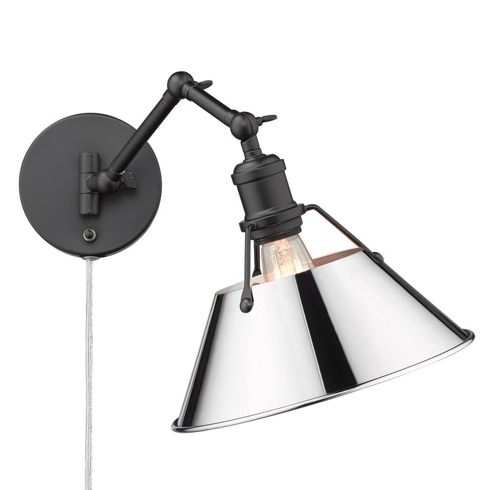Golden 3306-A1W BLK-CH One Light Wall Sconce, Matte Black