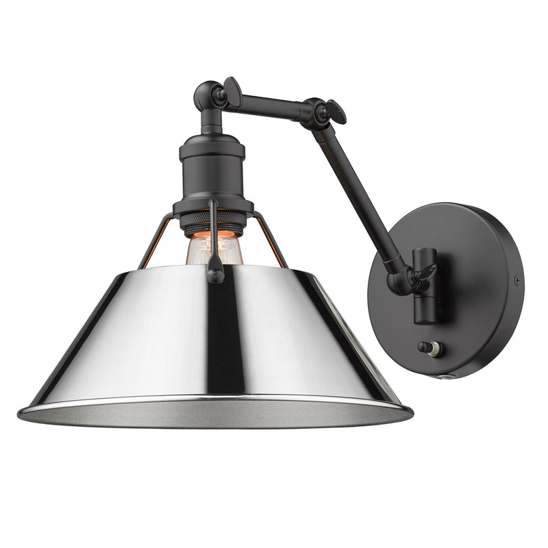 Golden 3306-A1W BLK-CH One Light Wall Sconce, Matte Black