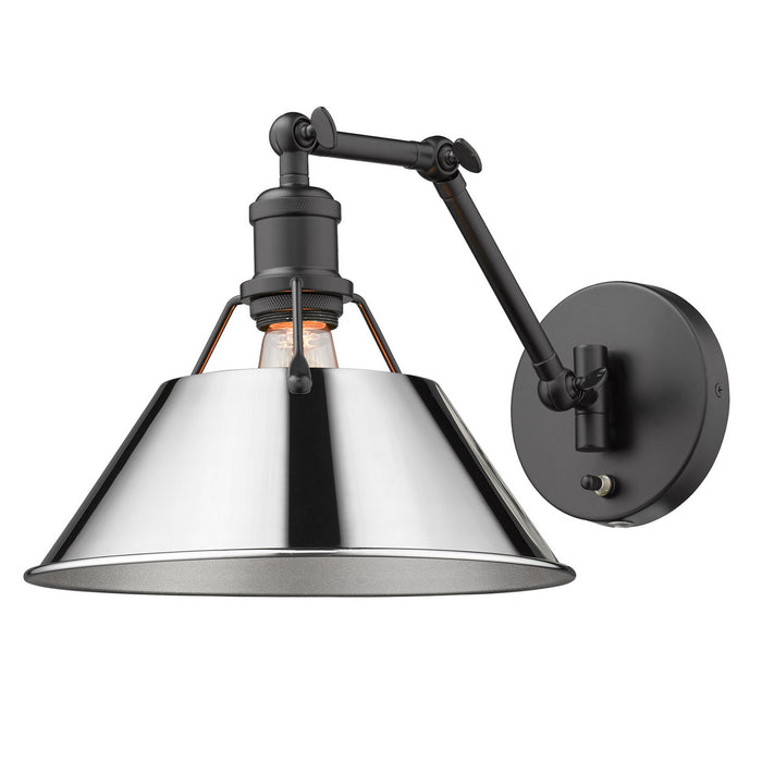 Golden 3306-A1W BLK-CH One Light Wall Sconce, Matte Black