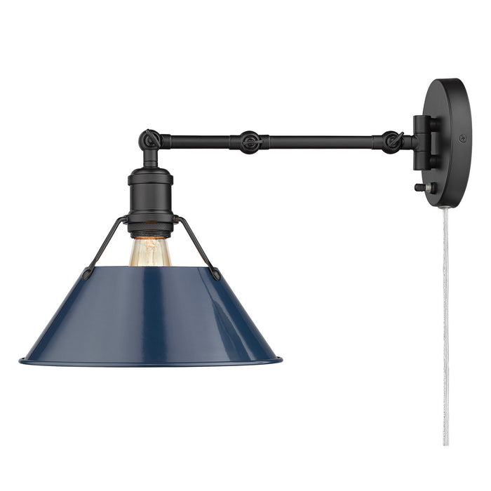 Golden 3306-A1W BLK-NVY One Light Wall Sconce, Matte Black