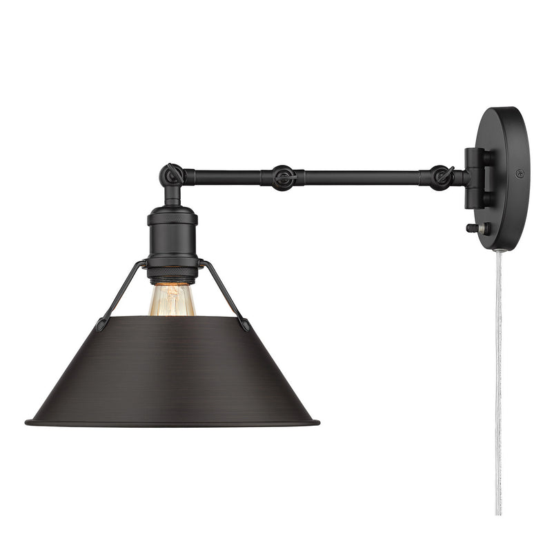 Golden 3306-A1W BLK-RBZ One Light Wall Sconce, Matte Black
