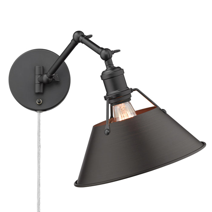 Golden 3306-A1W BLK-RBZ One Light Wall Sconce, Matte Black
