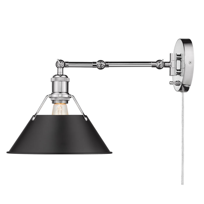 Golden 3306-A1W CH-BLK One Light Wall Sconce, Chrome