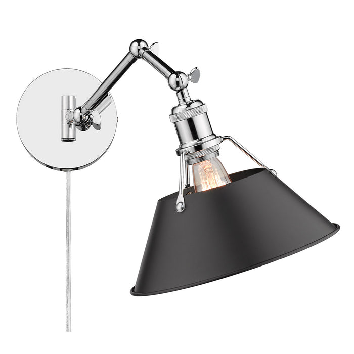 Golden 3306-A1W CH-BLK One Light Wall Sconce, Chrome