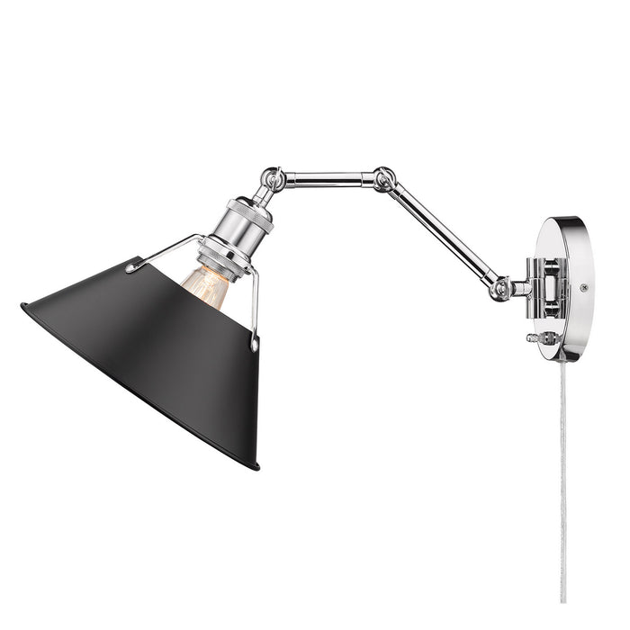 Golden 3306-A1W CH-BLK One Light Wall Sconce, Chrome