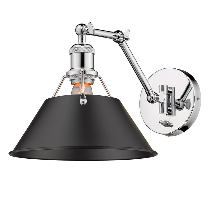 Golden 3306-A1W CH-BLK One Light Wall Sconce, Chrome