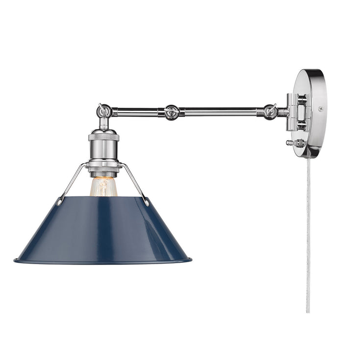 Golden 3306-A1W CH-NVY One Light Wall Sconce, Chrome