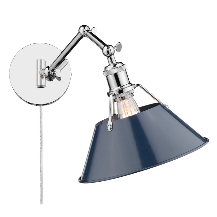 Golden 3306-A1W CH-NVY One Light Wall Sconce, Chrome