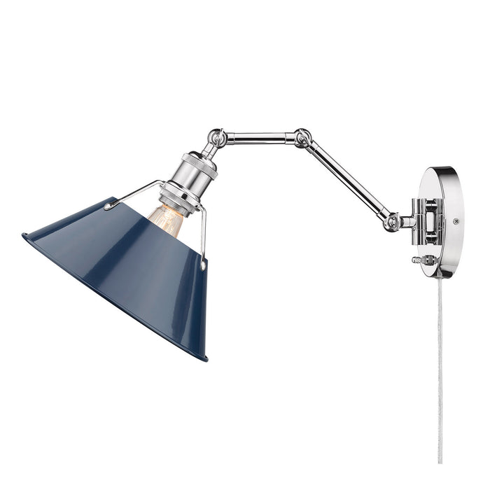 Golden 3306-A1W CH-NVY One Light Wall Sconce, Chrome