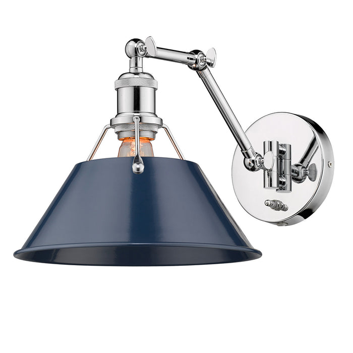 Golden 3306-A1W CH-NVY One Light Wall Sconce, Chrome