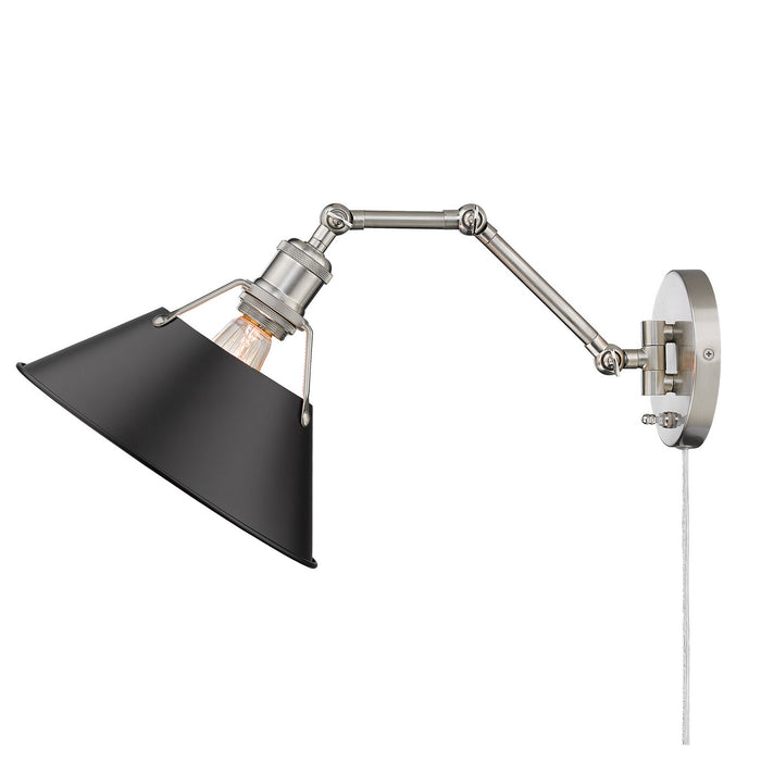 Golden 3306-A1W PW-BLK One Light Wall Sconce, Pewter