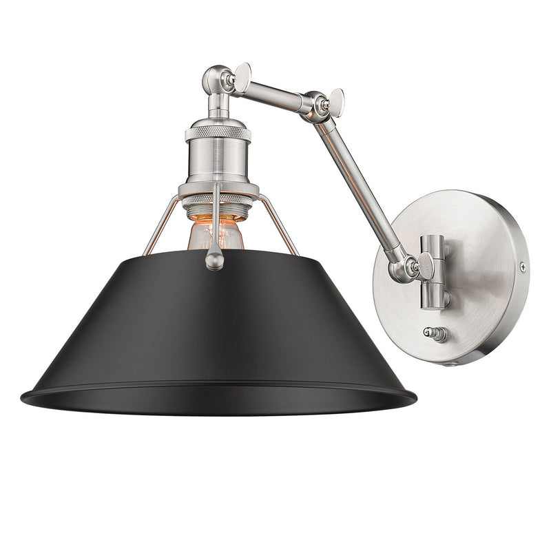 Golden 3306-A1W PW-BLK One Light Wall Sconce, Pewter