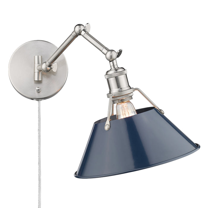 Golden 3306-A1W PW-NVY One Light Wall Sconce, Pewter