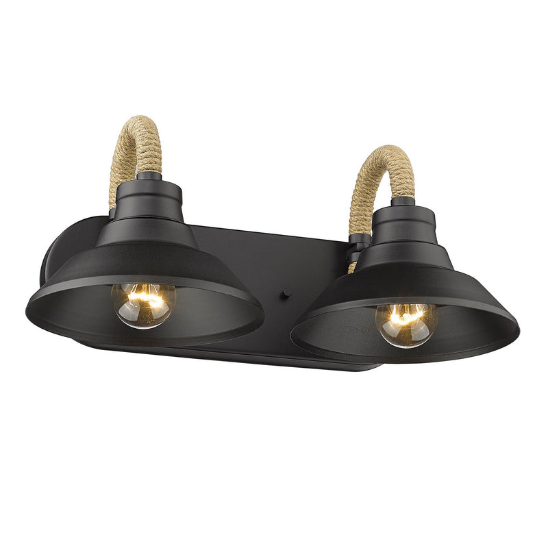 Golden 3318-BA2 NB Two Light Bath Vanity, Natural Black