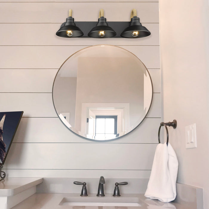 Golden 3318-BA3 NB Three Light Bath Vanity, Natural Black