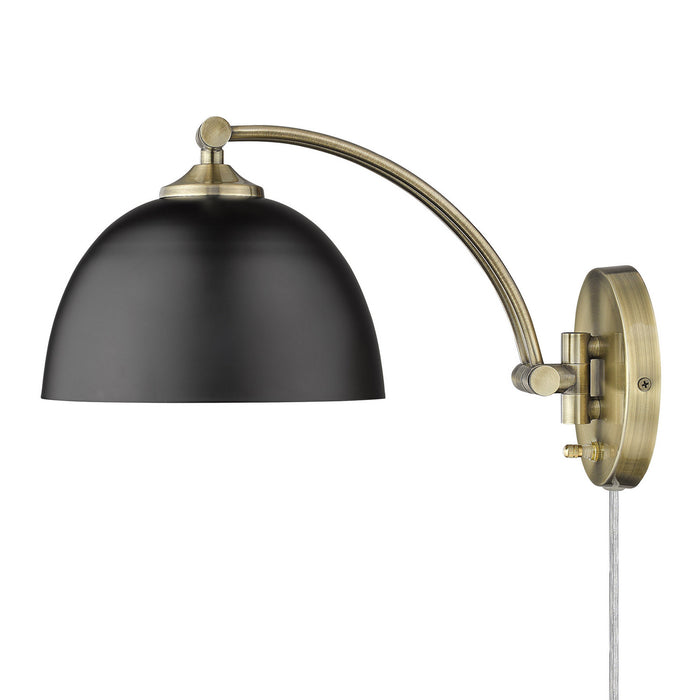 Golden 3688-A1W AB-BLK One Light Wall Sconce, Aged Brass