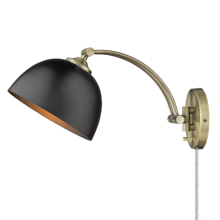 Golden 3688-A1W AB-BLK One Light Wall Sconce, Aged Brass