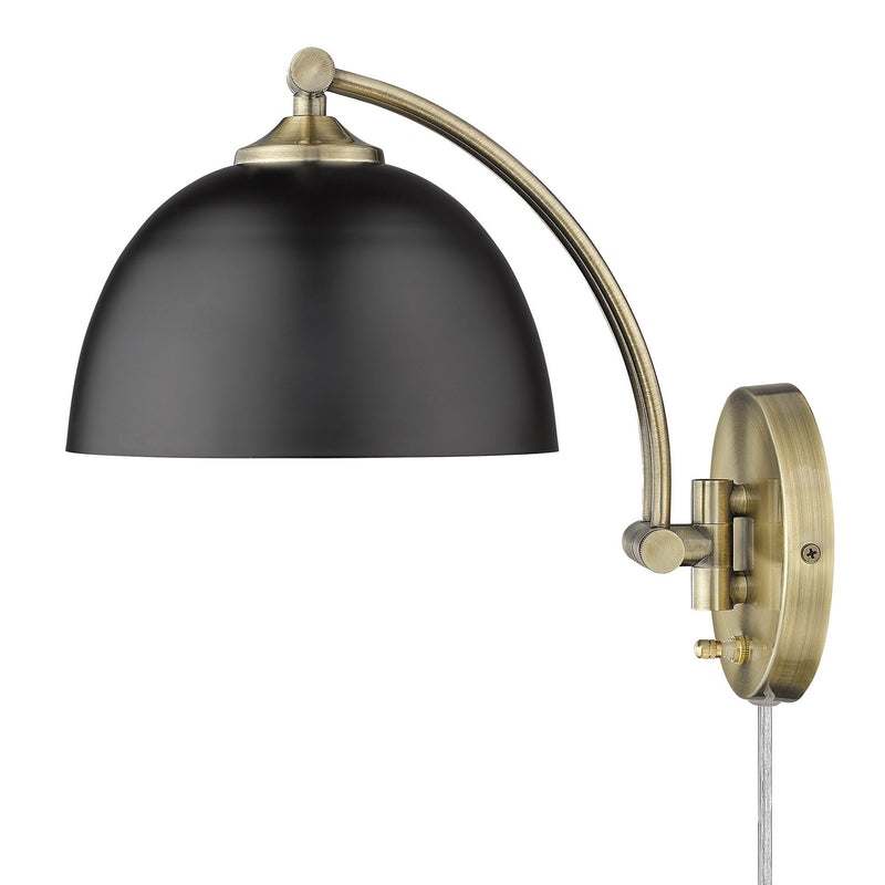 Golden 3688-A1W AB-BLK One Light Wall Sconce, Aged Brass