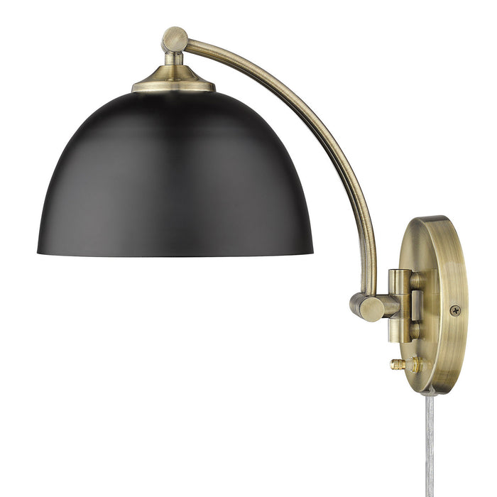 Golden 3688-A1W AB-BLK One Light Wall Sconce, Aged Brass