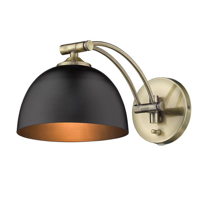 Golden 3688-A1W AB-BLK One Light Wall Sconce, Aged Brass
