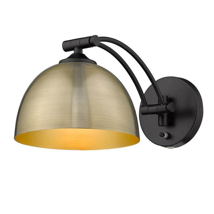 Golden 3688-A1W BLK-AB One Light Wall Sconce, Matte Black