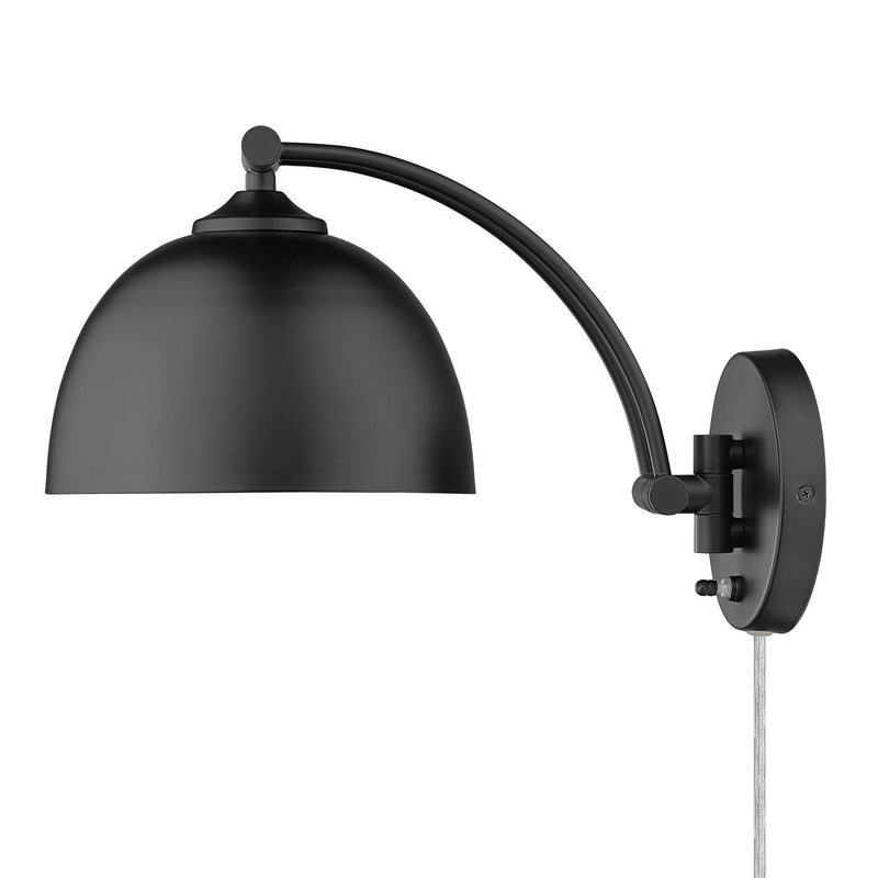 Golden 3688-A1W BLK-BLK One Light Wall Sconce, Matte Black