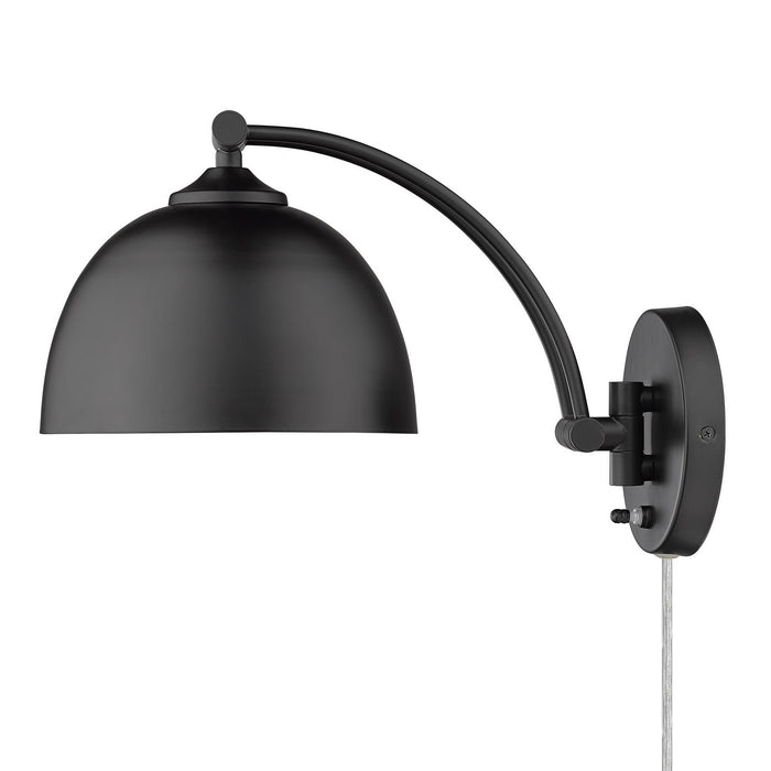 Golden 3688-A1W BLK-BLK One Light Wall Sconce, Matte Black