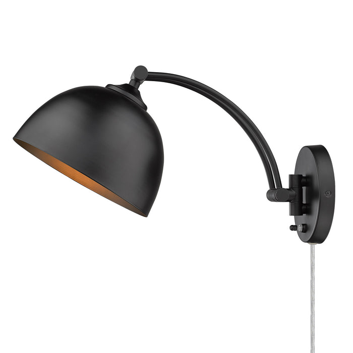Golden 3688-A1W BLK-BLK One Light Wall Sconce, Matte Black