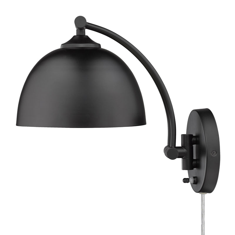 Golden 3688-A1W BLK-BLK One Light Wall Sconce, Matte Black