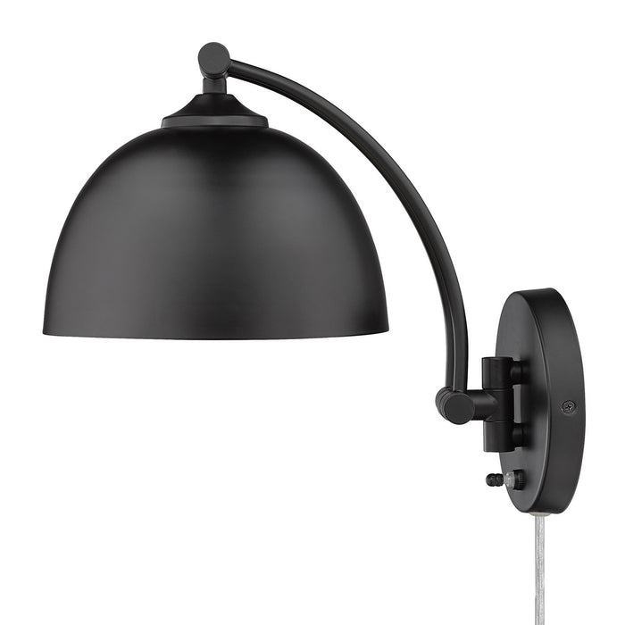 Golden 3688-A1W BLK-BLK One Light Wall Sconce, Matte Black