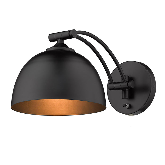 Golden 3688-A1W BLK-BLK One Light Wall Sconce, Matte Black