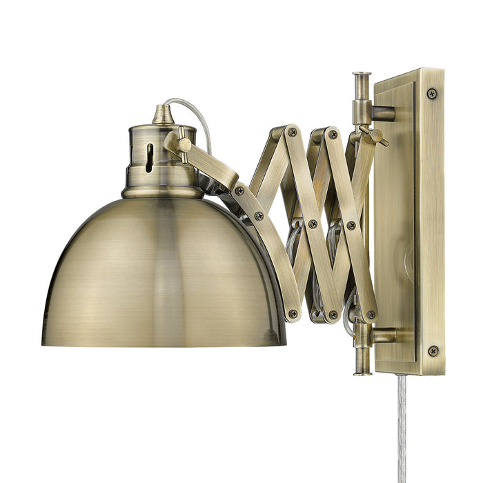 Golden 3824-A1W AB-AB One Light Wall Sconce, Aged Brass