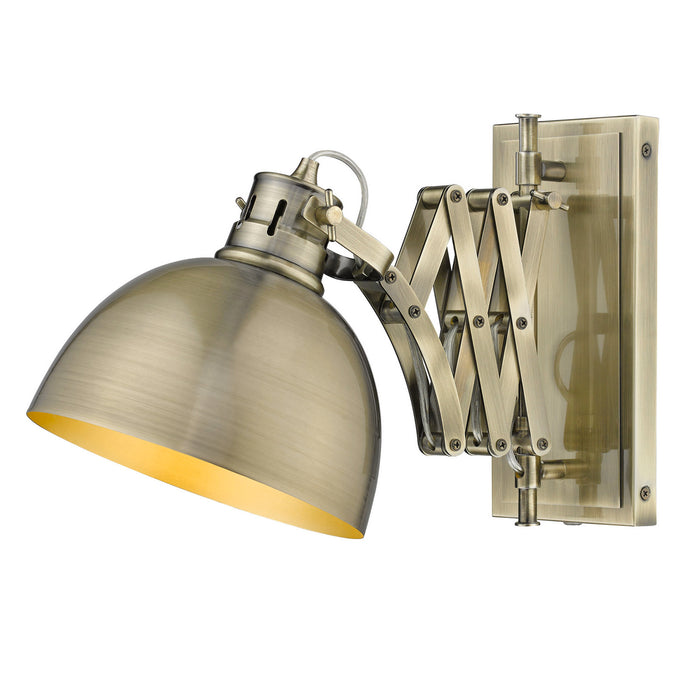 Golden 3824-A1W AB-AB One Light Wall Sconce, Aged Brass