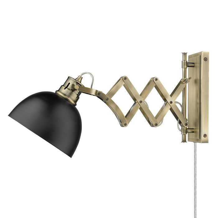 Golden 3824-A1W AB-BLK One Light Wall Sconce, Aged Brass