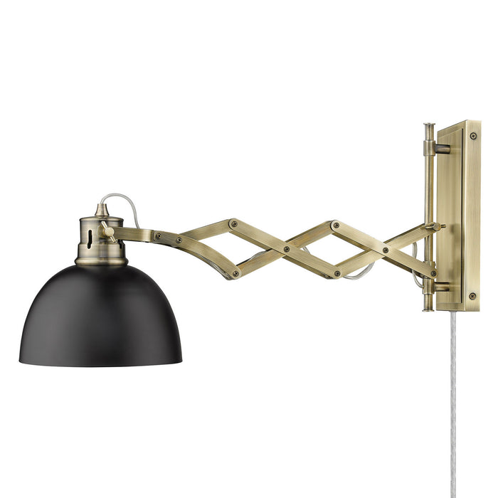 Golden 3824-A1W AB-BLK One Light Wall Sconce, Aged Brass