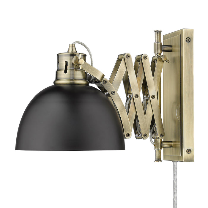 Golden 3824-A1W AB-BLK One Light Wall Sconce, Aged Brass