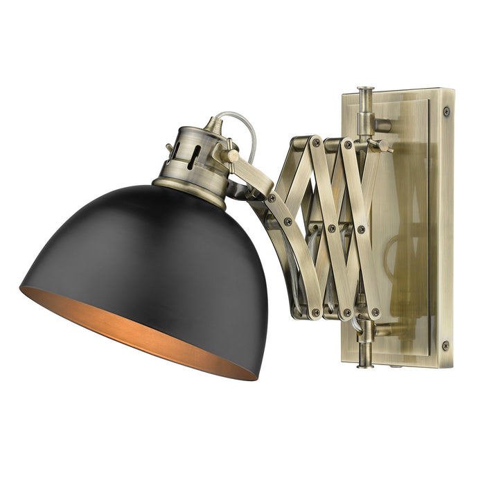 Golden 3824-A1W AB-BLK One Light Wall Sconce, Aged Brass