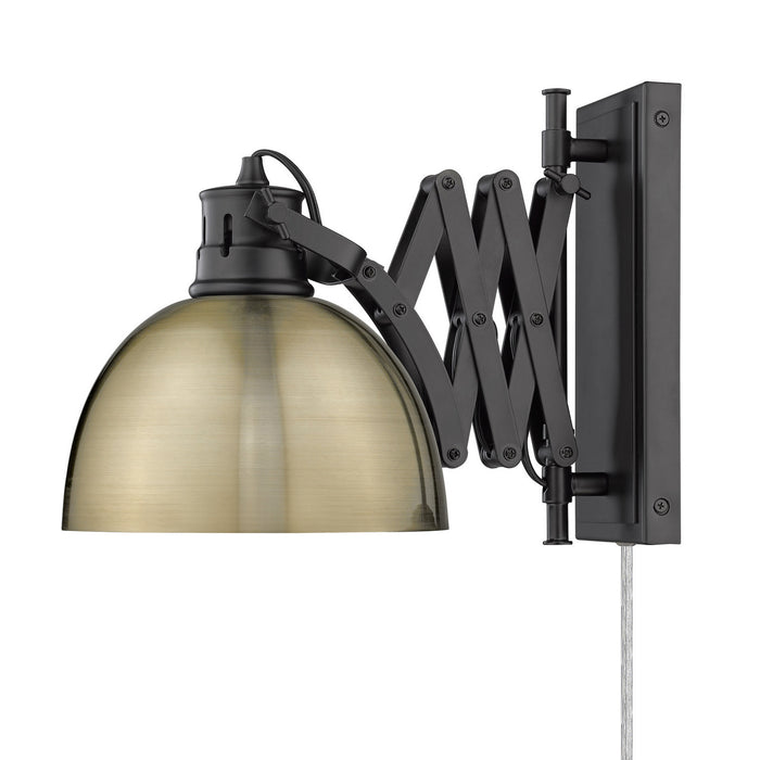 Golden 3824-A1W BLK-AB One Light Wall Sconce, Matte Black