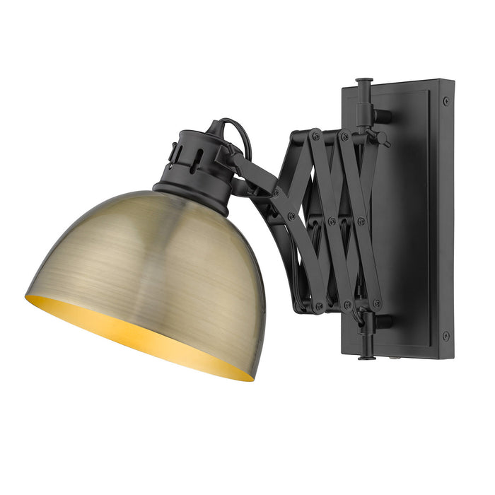 Golden 3824-A1W BLK-AB One Light Wall Sconce, Matte Black