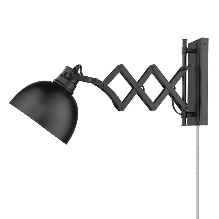 Golden 3824-A1W BLK-BLK One Light Wall Sconce, Matte Black